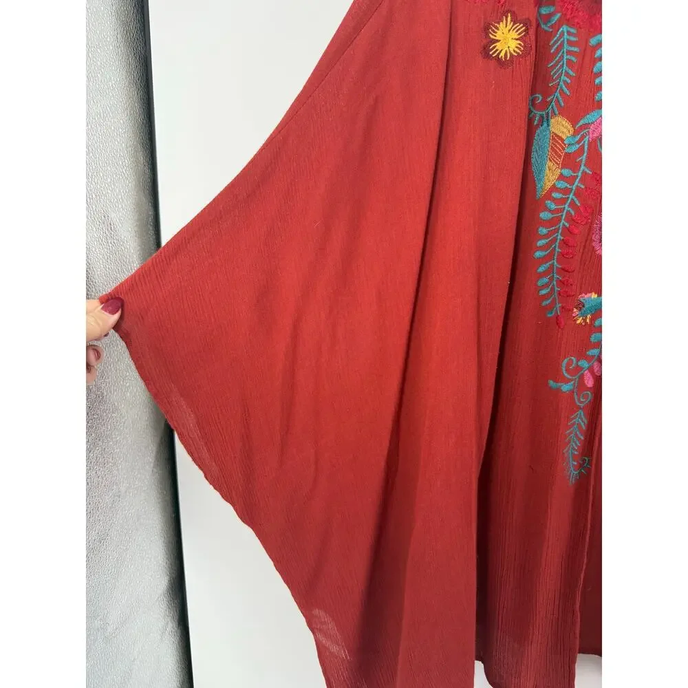 Umgee Rust Embroidered Boho Kimono Cardigan M/L Festival Chic Southwestern - Picture 7 of 8